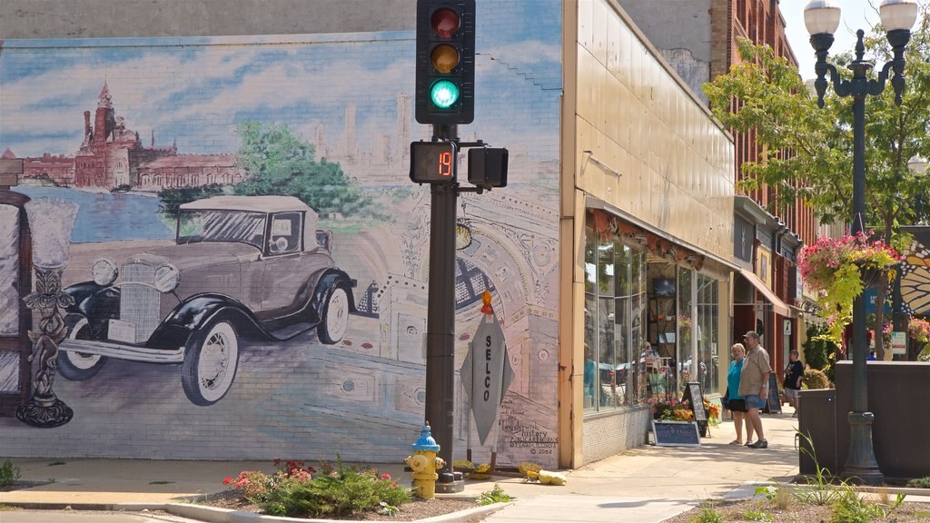 Northern Illinois showing street scenes and outdoor art as well as a couple