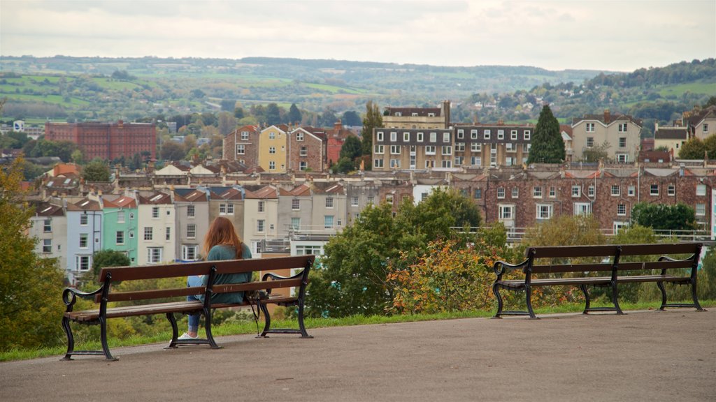 Cabot Tower which includes a garden and landscape views as well as an individual femail