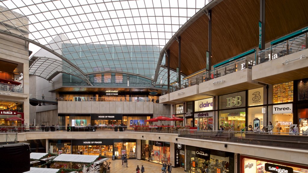 Cabot Circus Shopping Centre which includes shopping and interior views