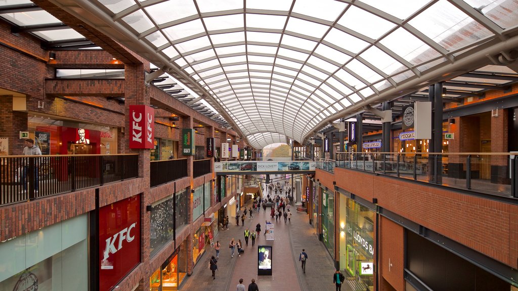 Cabot Circus Shopping Centre yang mencakup pemandangan interior dan perbelanjaan