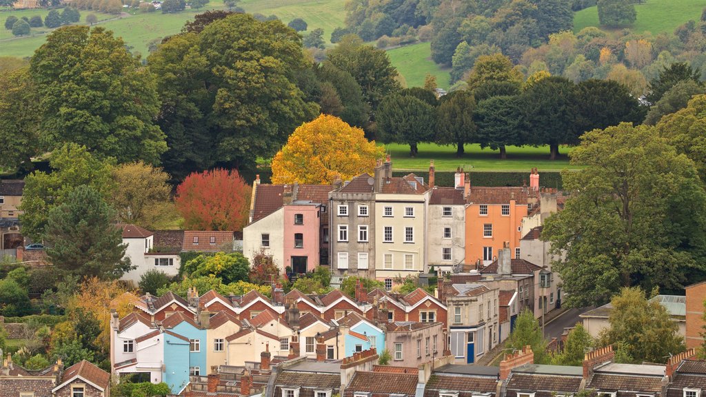 Cabot Tower which includes a small town or village and landscape views