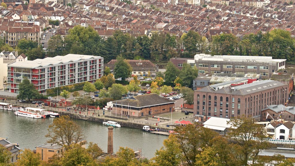 Cabot Tower showing a city, a river or creek and landscape views