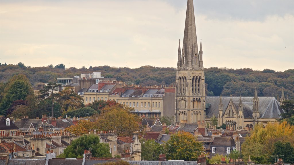 Cabot Tower which includes heritage architecture, landscape views and a city