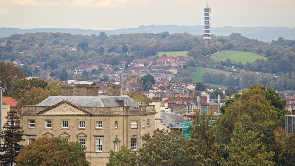 Cabot Tower showing a city and landscape views