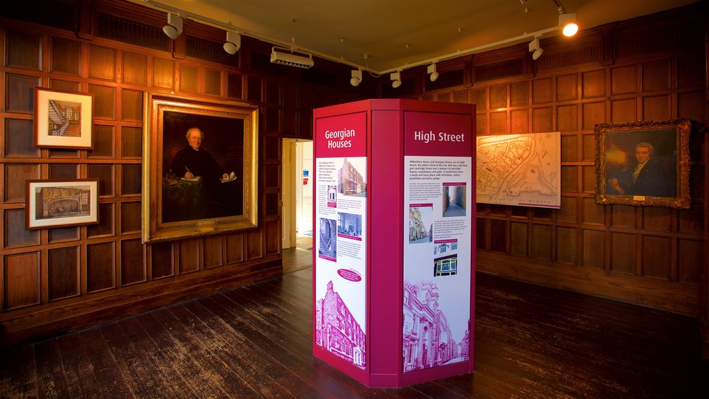 Wilberforce House Museum showing interior views, signage and art