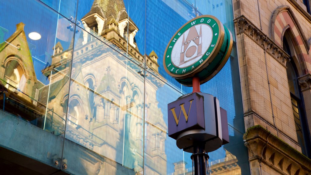 Wool Exchange featuring signage