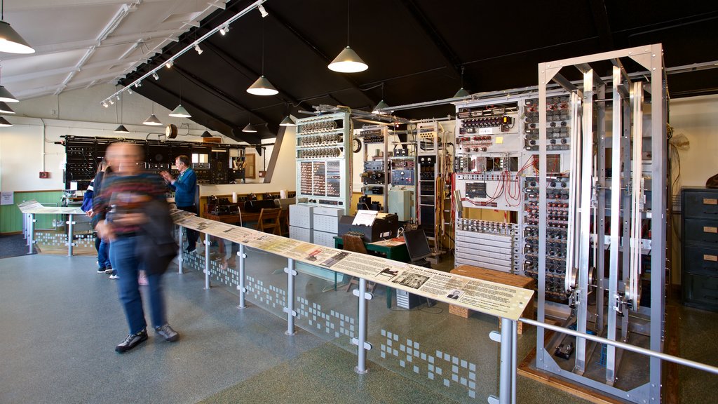 The National Museum of Computing showing interior views as well as a small group of people