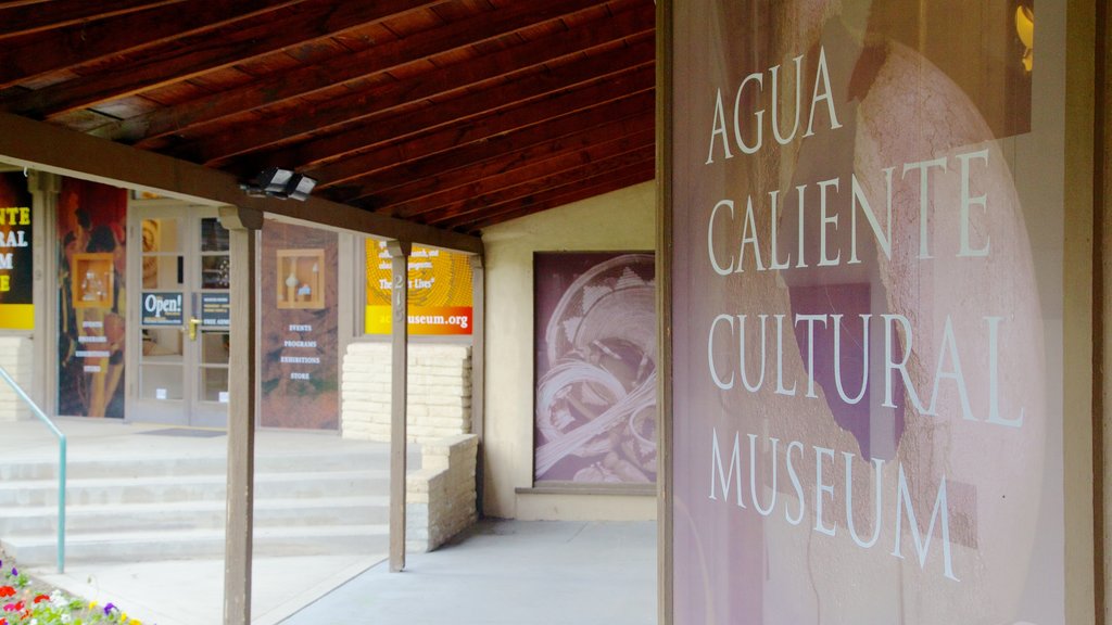 Museo Cultural de Agua Caliente mostrando vista interna y señalización