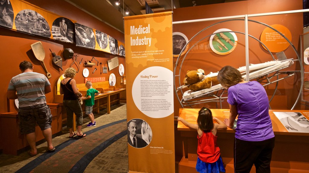 Kalamazoo Valley Museum showing interior views as well as a family