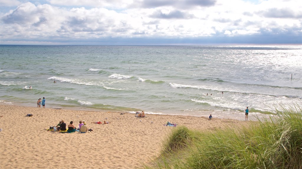 Tunnel Park showing a beach and general coastal views as well as a small group of people