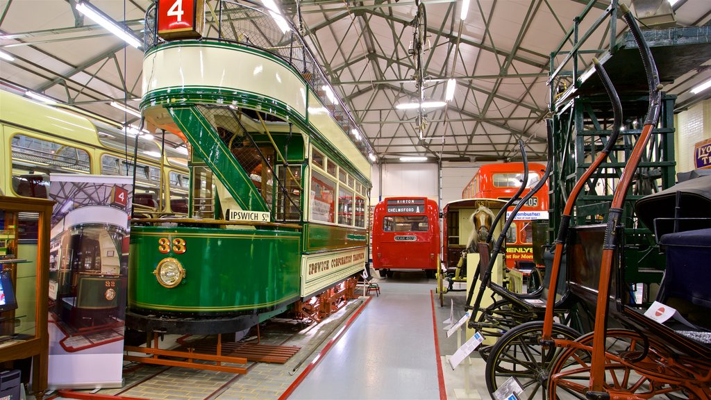 Ipswich Transport Museum featuring heritage elements and interior views