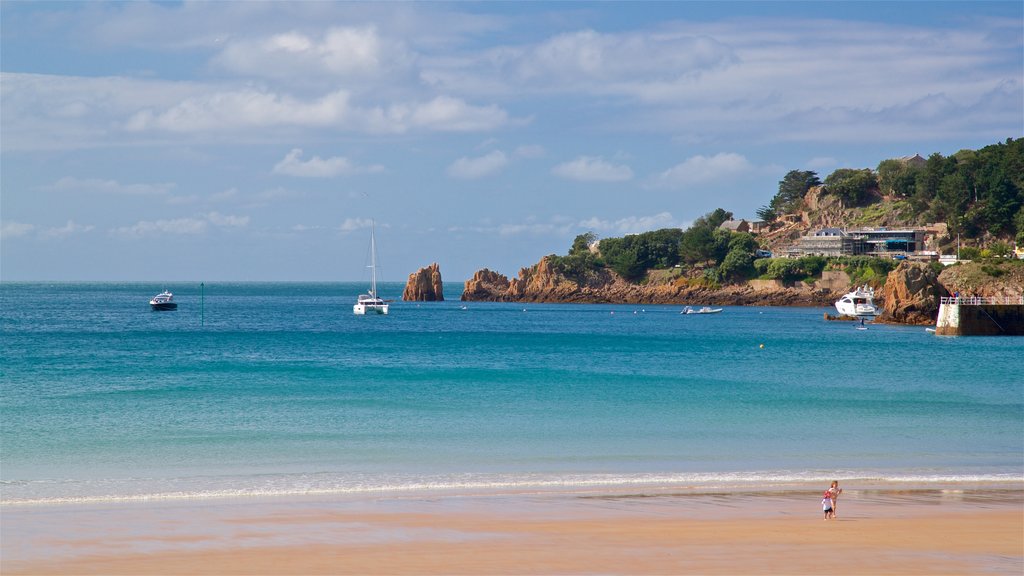 St Brelade\'s Bay Beach which includes landscape views, general coastal views and a beach