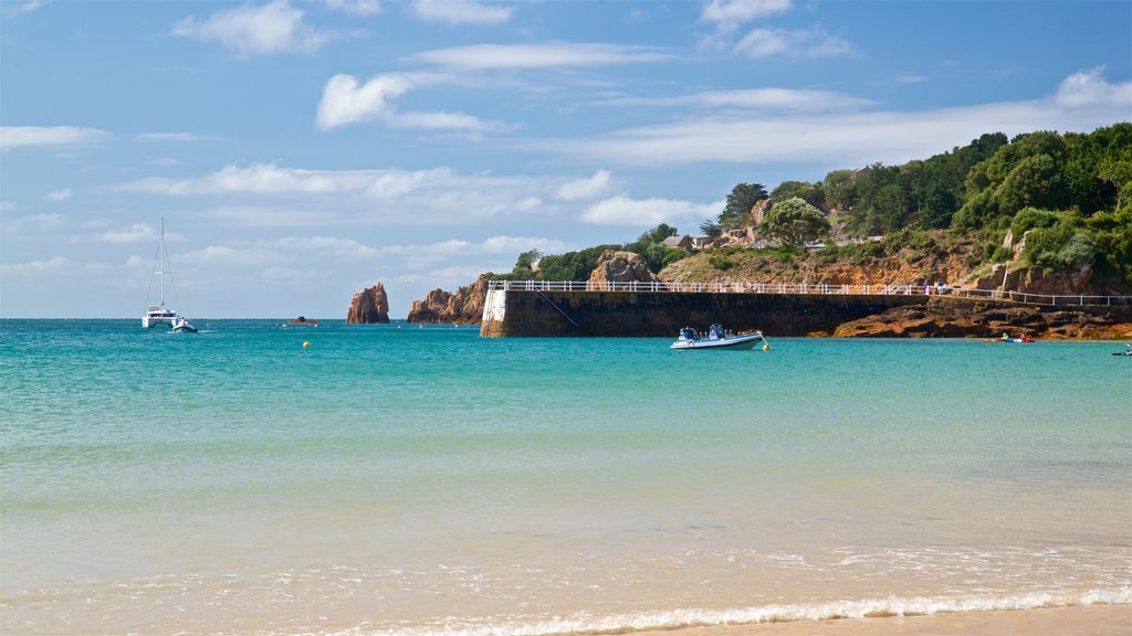 St Brelade\'s Bay Beach which includes a beach and general coastal views