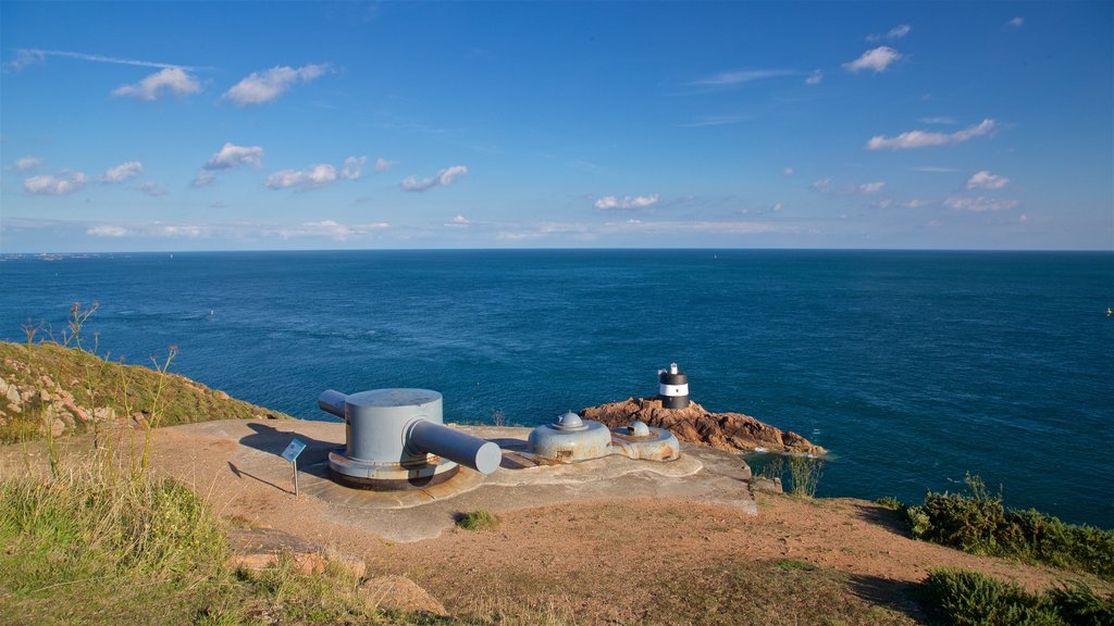 Jersey which includes general coastal views and military items