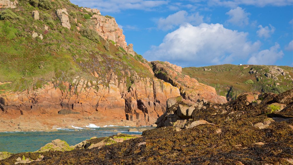 Jersey which includes rocky coastline and general coastal views