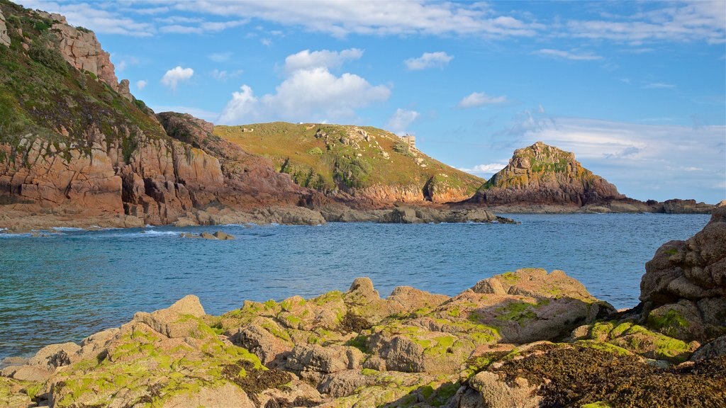 Jersey which includes rocky coastline and general coastal views