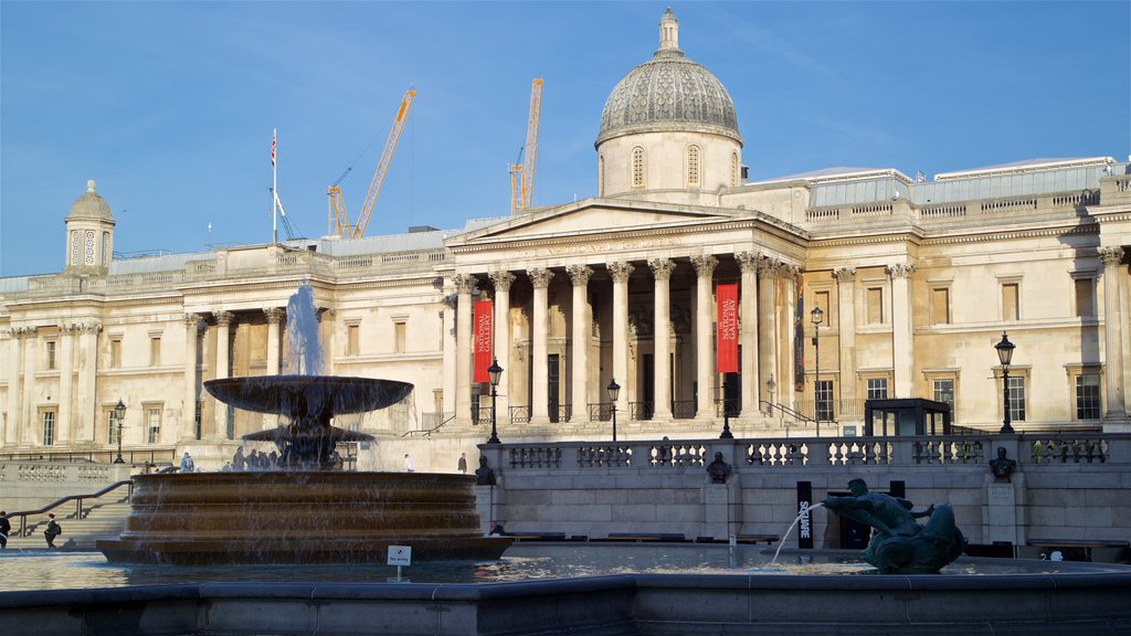 National Gallery featuring heritage architecture and a fountain