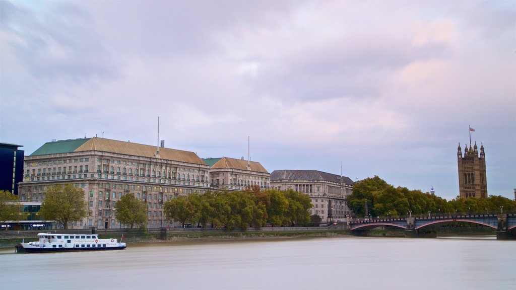 Victoria Tower which includes heritage elements, a city and a river or creek