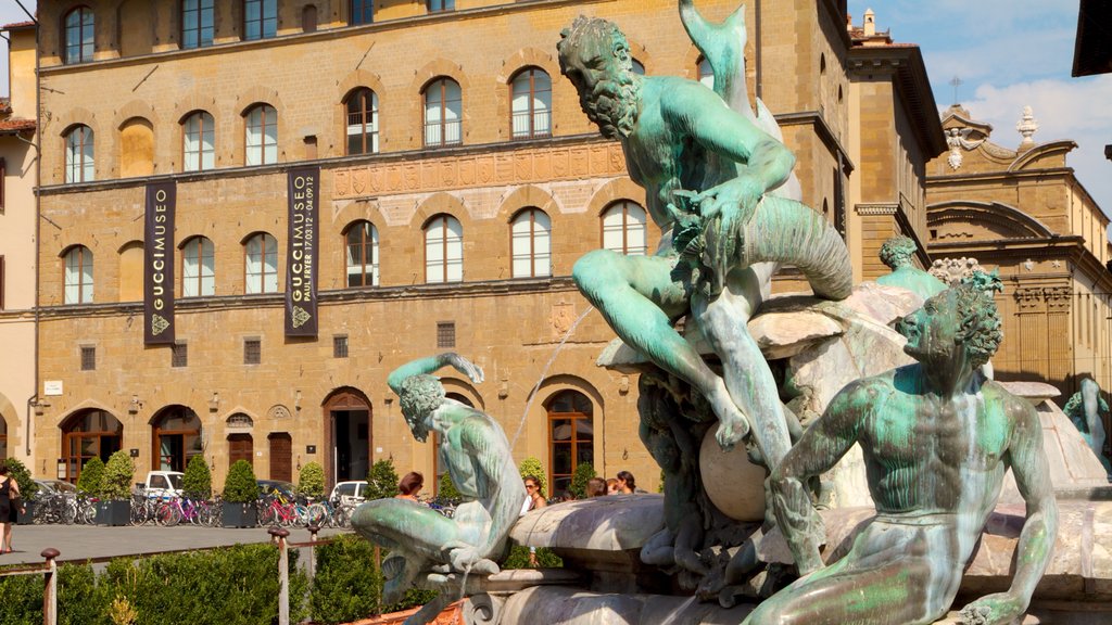 Piazza della Signoria som viser historisk arkitektur, by og kunst