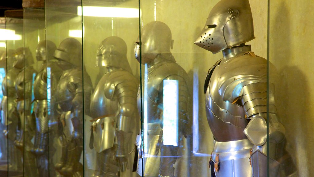 Prague Castle featuring military items and interior views