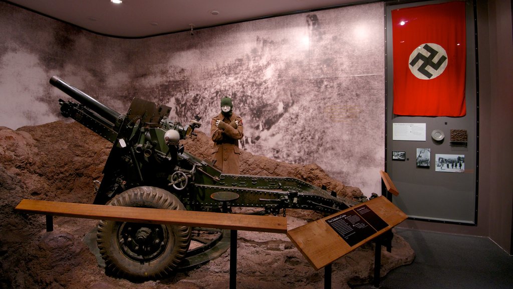 Auckland War Memorial Museum showing interior views and military items