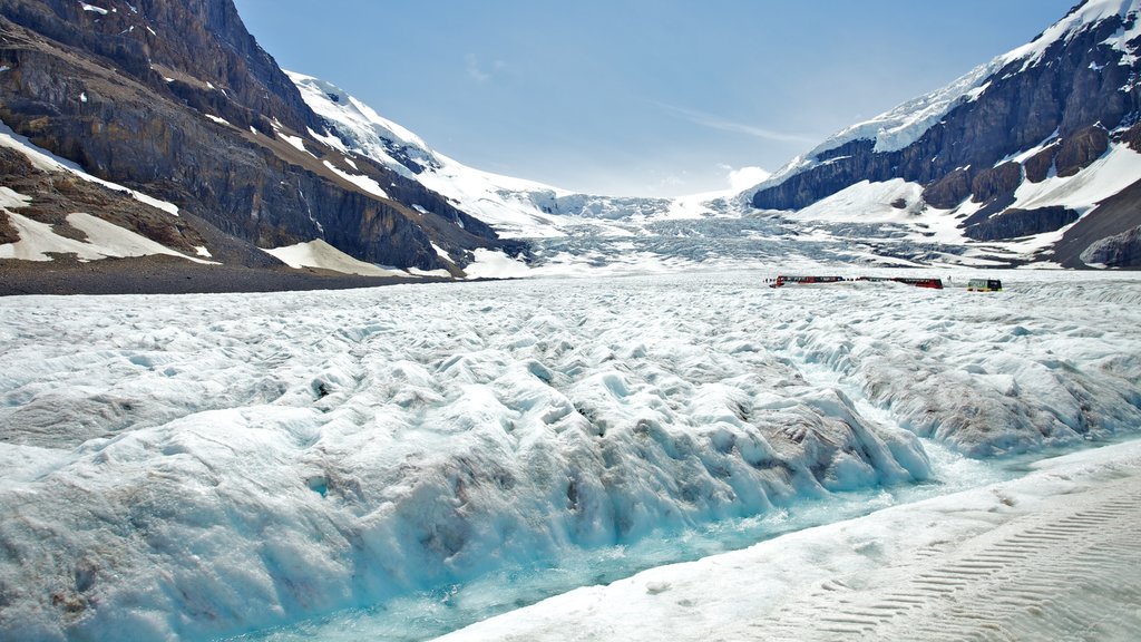 Columbia Icefield which includes mountains, landscape views and snow