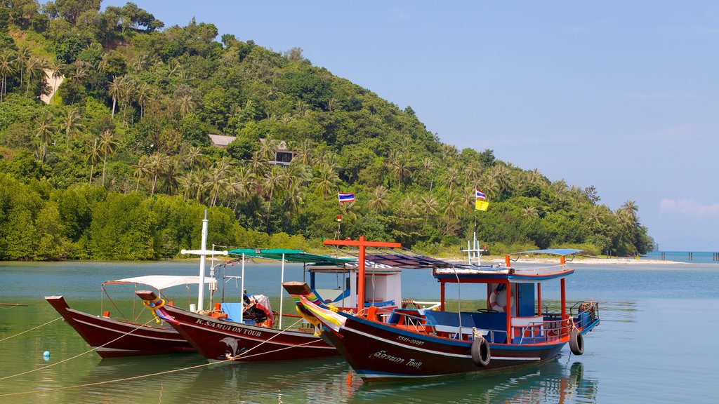 Pangka Beach showing a bay or harbour, boating and general coastal views