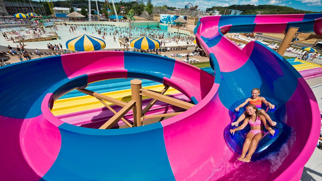 Wisconsin Dells que incluye paseos y un parque acuático y también niños