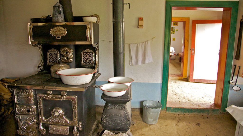 Ukrainian Cultural Heritage Village showing a house and interior views