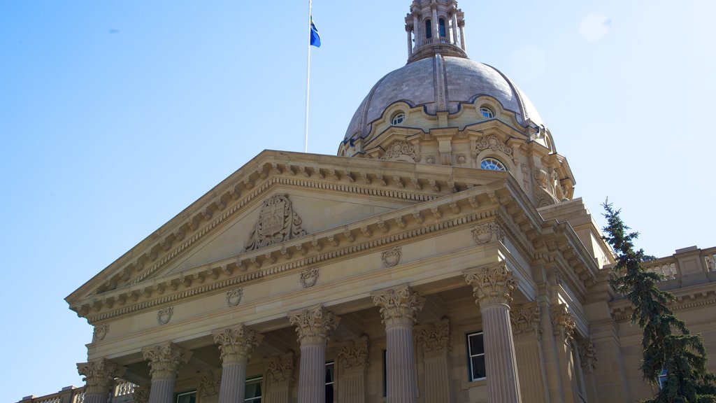 Alberta Legislature Building showing central business district, a city and an administrative building