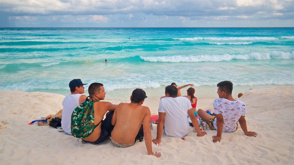 Cancún mostrando escenas tropicales, vistas generales de la costa y una playa de arena