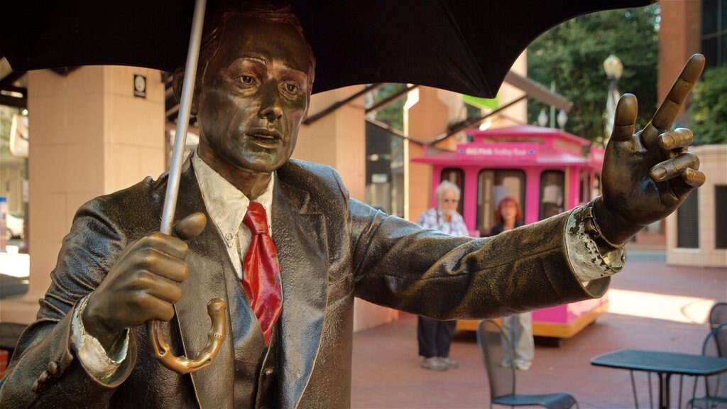 Pioneer Courthouse Square which includes a statue or sculpture