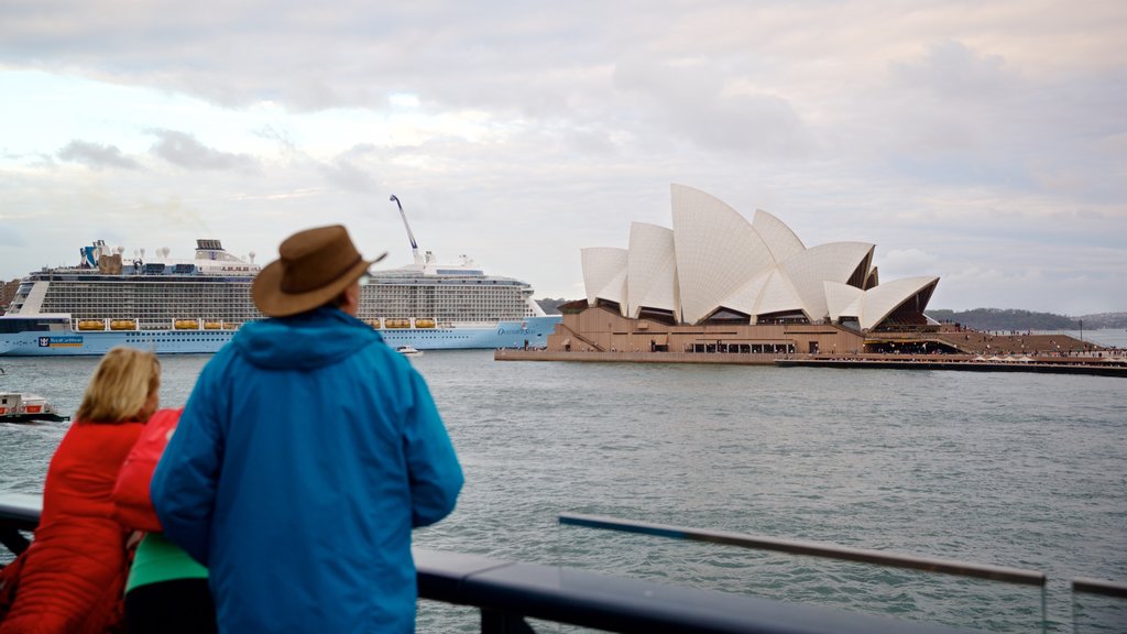 Sydney showing a bay or harbour and modern architecture as well as a couple