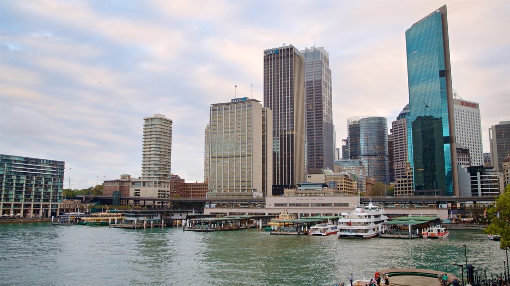 Sydney mostrando uma baía ou porto, uma cidade e um arranha-céu