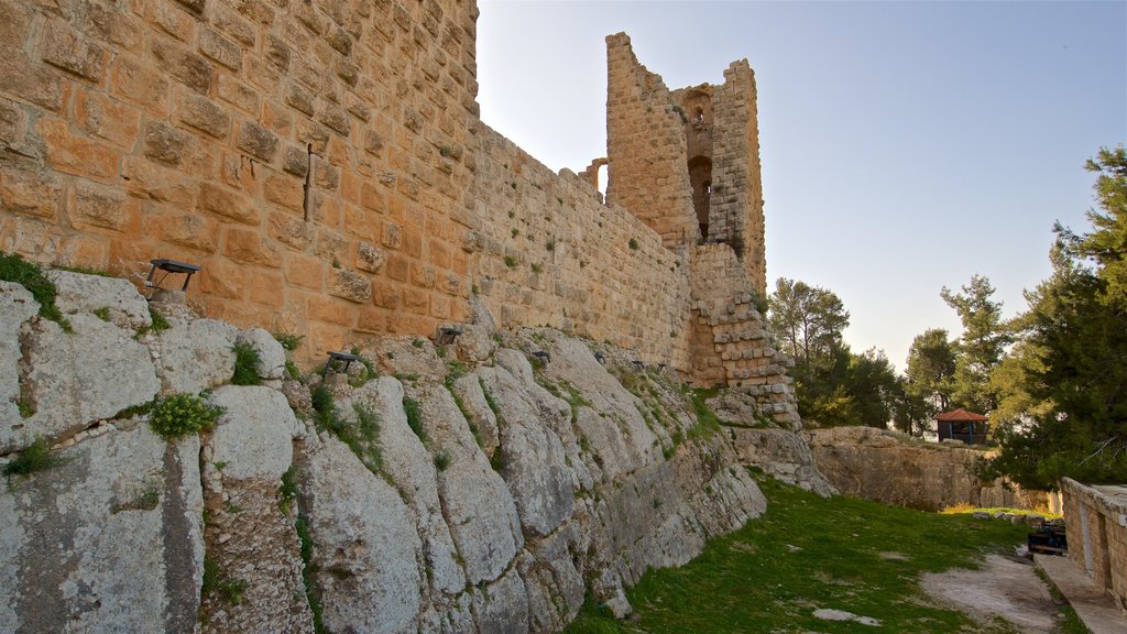 Castillo de Ajloun ofreciendo elementos del patrimonio y ruinas de edificios