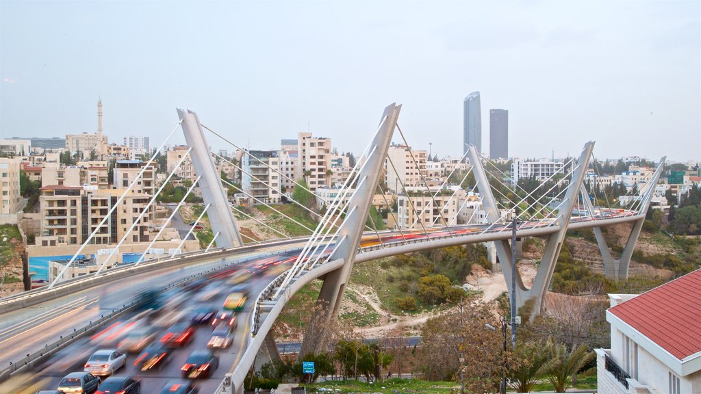 Abdoun Bridge showing a bridge, landscape views and a city