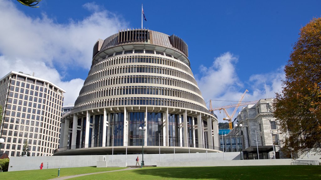 Beehive showing modern architecture and a city