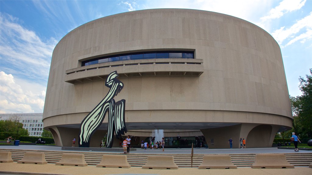 Hirshhorn Museum mostrando arte ao ar livre e arquitetura moderna