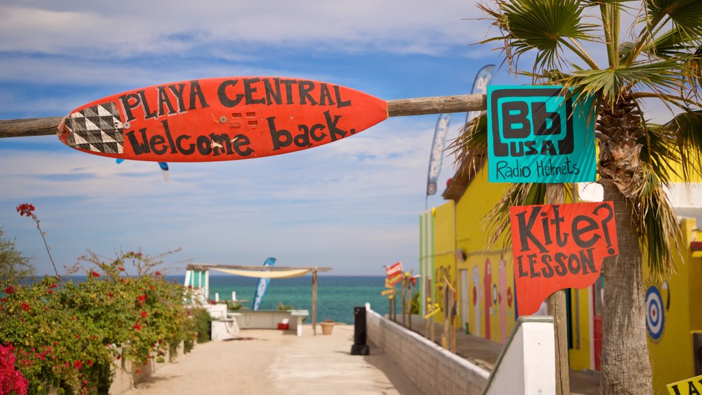 La Ventana featuring signage and a coastal town