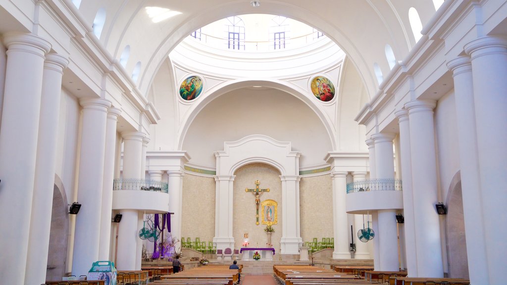 Sanctuary of the Virgen of Guadalupe showing a church or cathedral, interior views and heritage elements