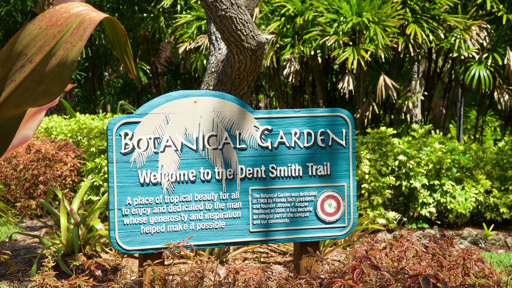 Botanical Gardens showing signage and a garden