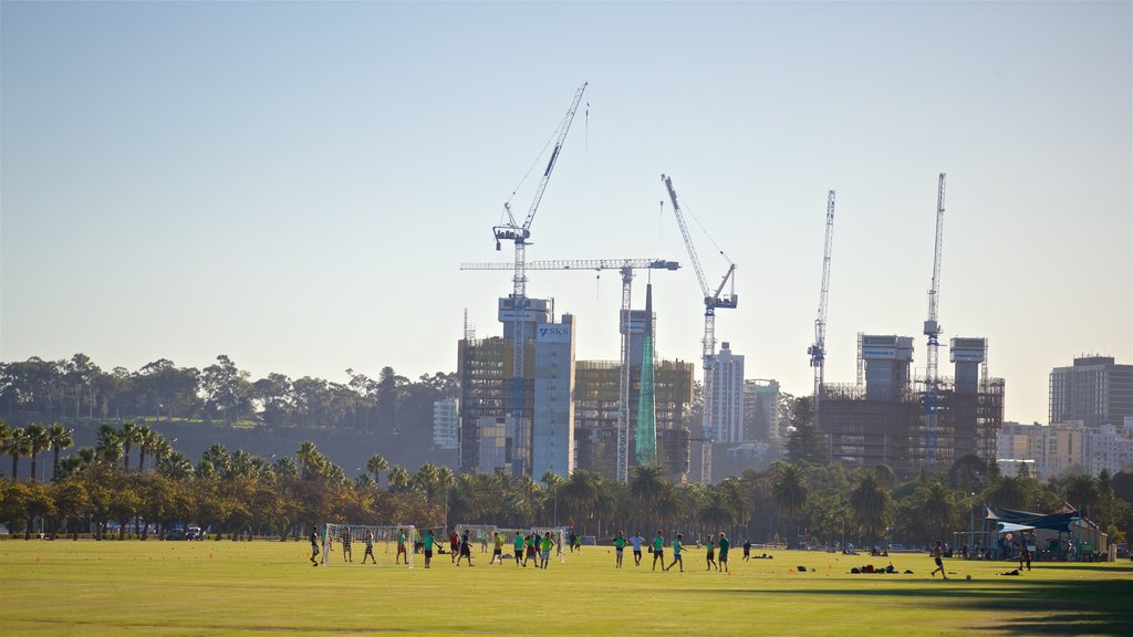 Langley Park que incluye una ciudad, un parque y un evento deportivo