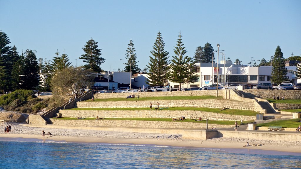 Pantai Cottesloe yang mencakup pemandangan umum pantai dan taman