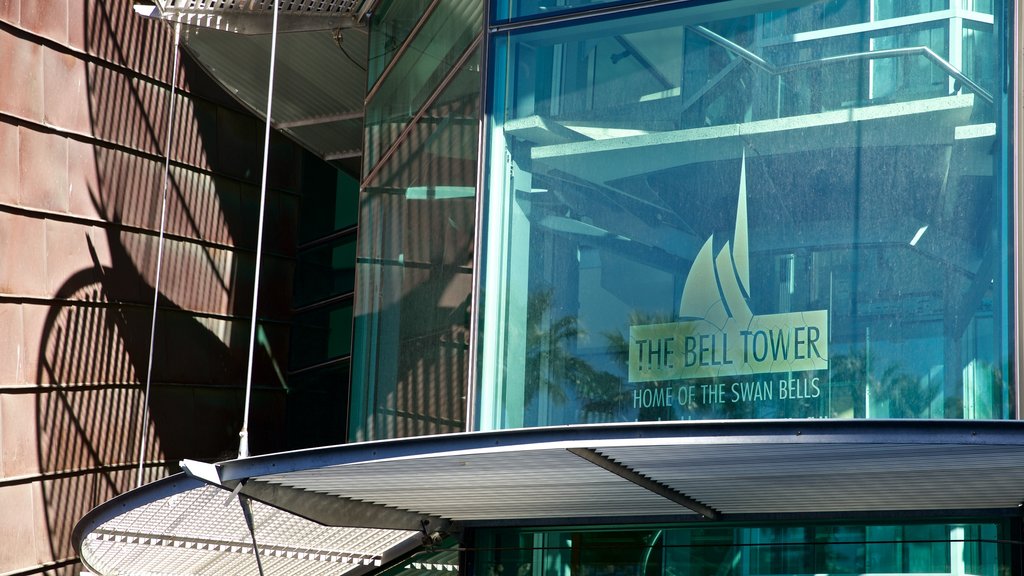 Swan Bells Belltower which includes signage