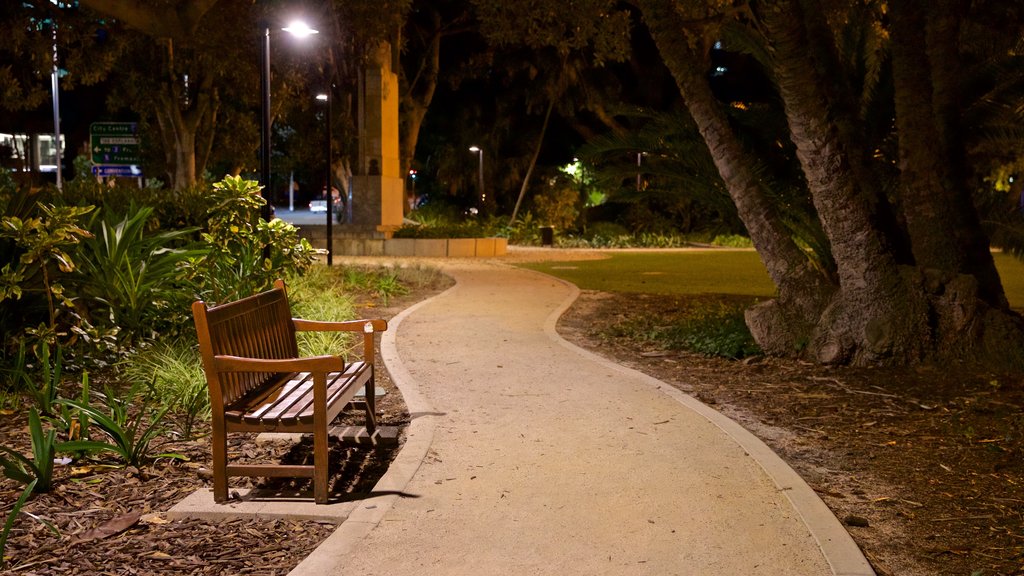 Supreme Court Gardens mostrando un parque y escenas nocturnas