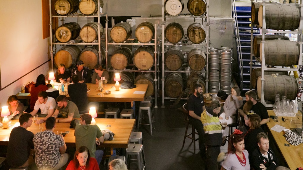 Bacchus Brewing Co. featuring interior views and a bar as well as a small group of people