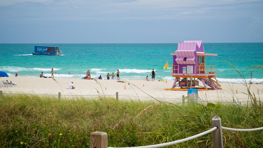 South Pointe Park which includes a sandy beach and general coastal views