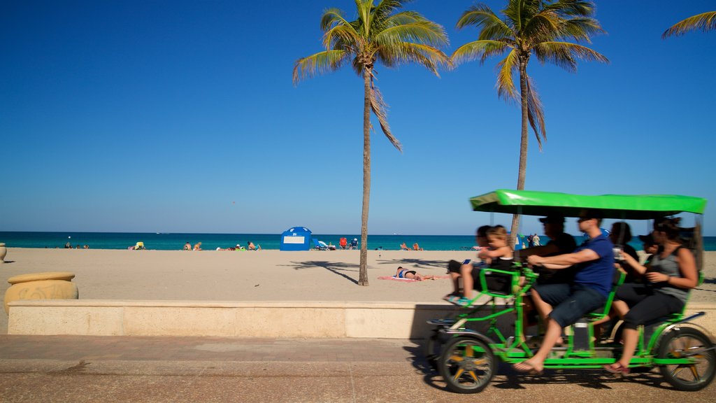 Hollywood Beach which includes general coastal views and a sandy beach as well as a small group of people