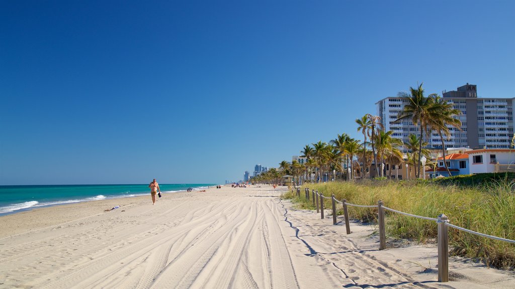 Hollywood Beach som omfatter udsigt over kystområde og en strand