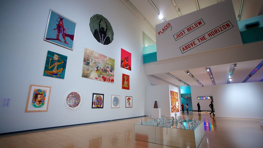 Phoenix Art Museum showing interior views, art and signage